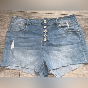 Love Tree Womens High Rise Cutoff Denim Shorts Size Large New With Tags Stretch